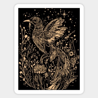 Gold Phoenix Awakening - Neo Folk Boho Style Magnet